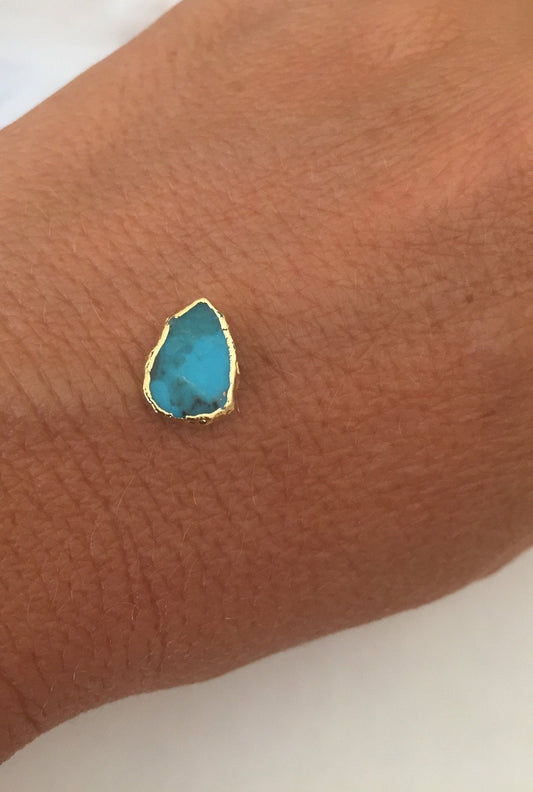 Slice pendentif Turquoise ‘AA’ naturelle et plaqué or 18K 11/12 x 9/10 mm