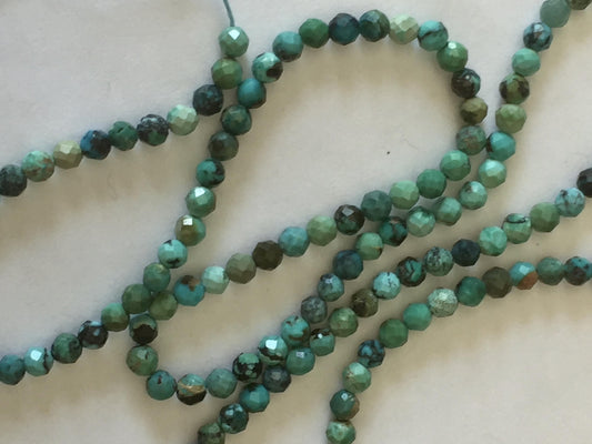 10 perles 4 mm Turquoise Africaine facettée, 10 perles facettes gemme naturelle tons vert / bleus / turquoises, pierre naturelle