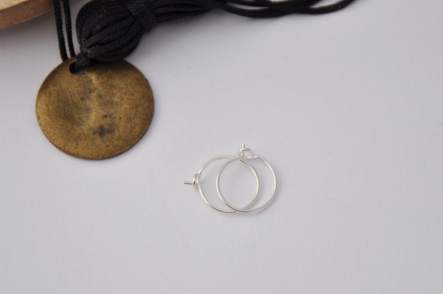 CRÉOLES 12 mm en plaqué argent 925, anneaux, bo, cercles fil argent