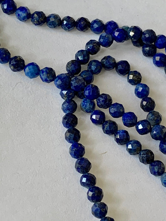Lapis Lazuli bleue 3,3mm facettée, 10 perles facettes gemme naturelle tons bleus, Lapis Lazul pierre naturelle