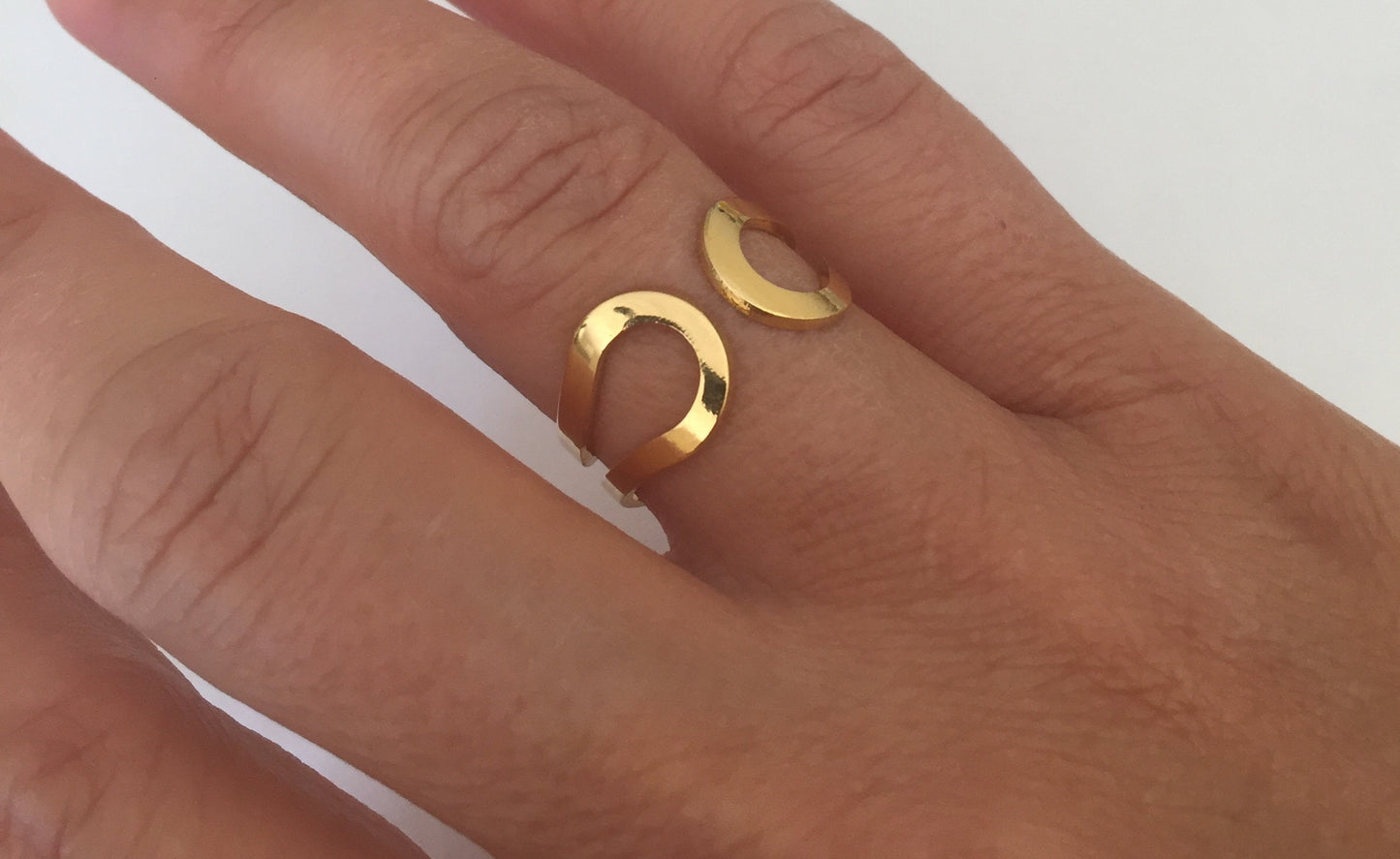 Bague "Nina" plaqué or 24 K 21 mm, ajustable, ne ternit pas, idéale cadeau