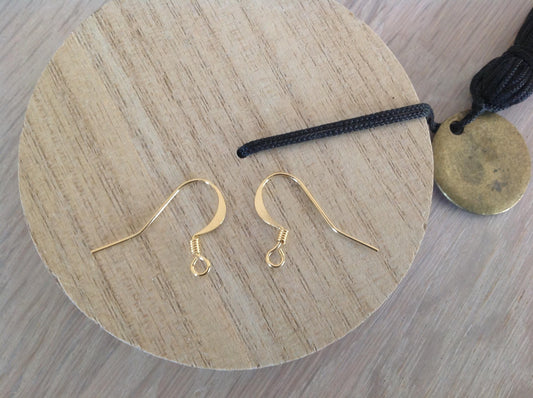 1 Paire de boucle d'oreilles Crochet Plaqué Or 18k 18x10mm