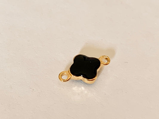 Connecteur Trèfle plaqué or Epoxy noir 6 mm