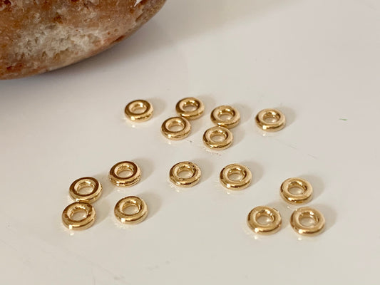4 intercalaires 4,5mm Vermeil donuts, perles d’espacements, rondelle base argent 925 plaqué or 24k,