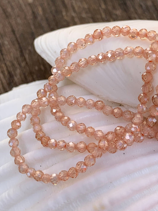 20 perles 2 mm Zircon facettée, 20 perles facettes Zircon ultra brillant gemme naturelle 2 mm Champagne, pierre naturelle
