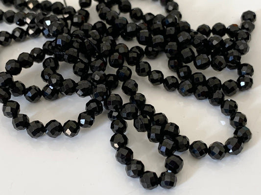 10 Perles 4mm Spinelle noire facettée, pierre naturelle 4 mm, 10 perles Spinelle noire facettes gemme naturelle 4mm