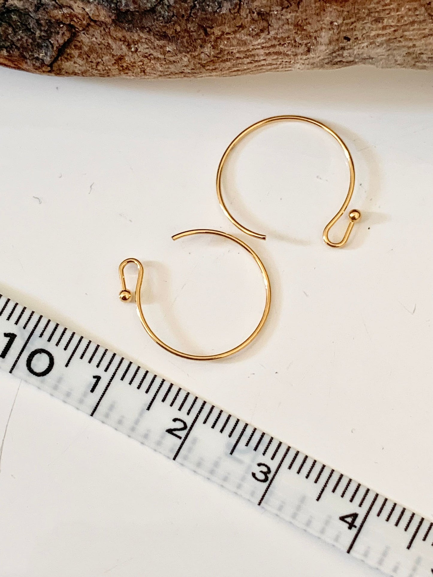 2 boucles d'Oreilles fines créoles ouvertes 17mm en Plaqué or 24 carats 3 microns