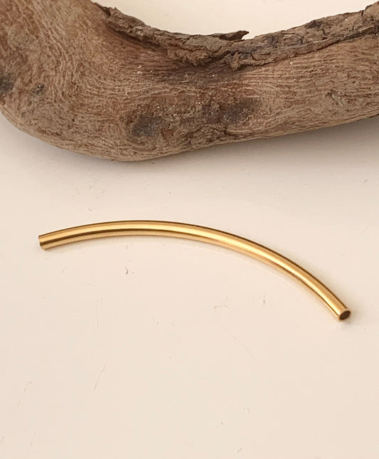 Tube incurvé intercalaire, tube coudé fin 45 mm plaque or 24 carats