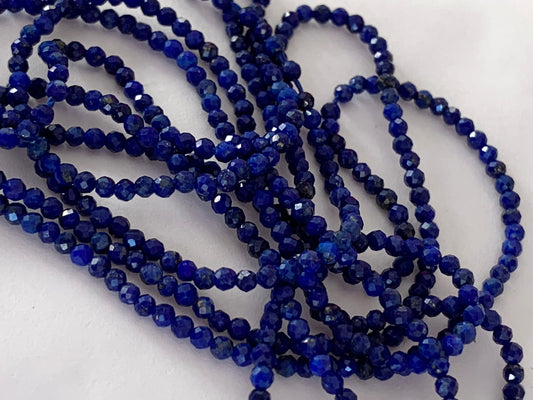 Lapis Lazuli AA bleue 2/2,4 mm facettée, 15 perles facettes gemme naturelle 2mm -2.5mm tons bleus, Lapis Lazul pierre naturelle