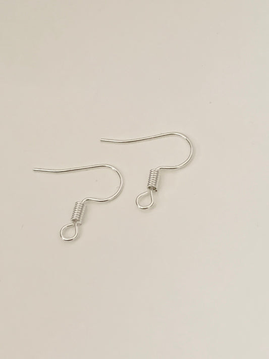 20 boucles d'oreilles crochets 17mm hameçons plaqué argent 925