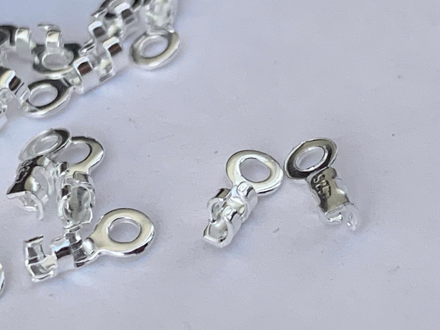 Embouts x4 à écraser argent massif 925, embout 3 griffes 0,8/1mm, poinçon 925, embout Fin - MIYUKI, cordons, chaînes