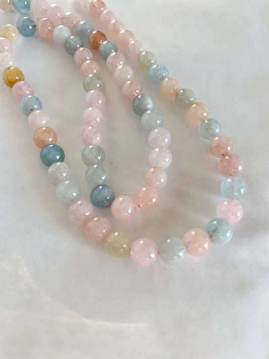 10 Perles rondes Béryl 6mm naturelles, pour confection bijoux bracelets ...