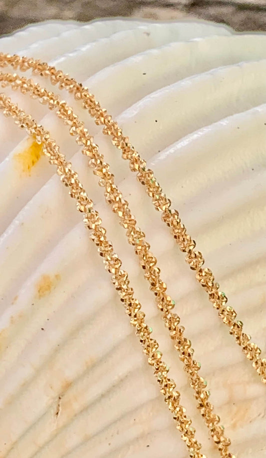 Chaîne flocons 1,2mm diamantée en Vermeil plaqué or 24K, sur argent 925 véritable, Morceau de chaîne 1.2mm en argent pur 925/1000