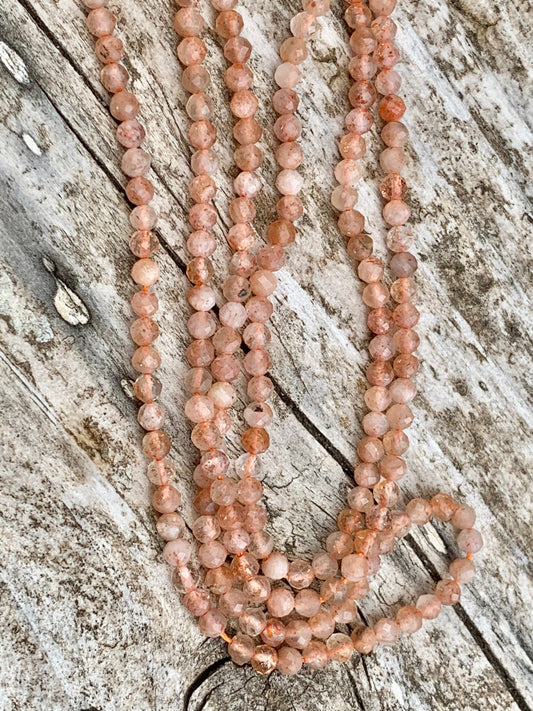 10 perles 3mm-3,2 mm Pierre de Soleil facettée, 10 perles SUNSTONE Orange facettes gemme naturelle tons orangés