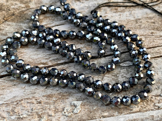 10 perles 2,4mm  Terahertz Stone facettée naturelle 2,4mm, 10 perles  Terahertz Stone facettes gemme naturelle argent brillant