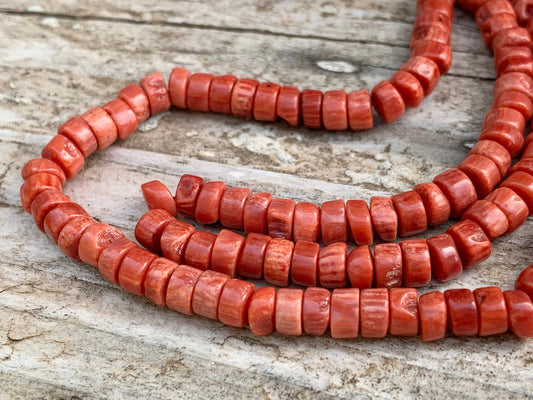 Corail bambou heishi  2-3x5mm, perle naturelle coloris estival, bracelet et collier été