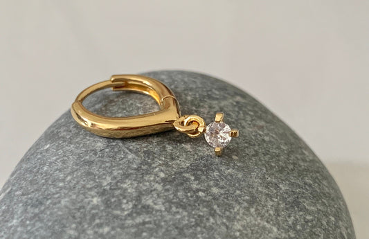 1 mono boucle avec solitaire strass zircon Montée
