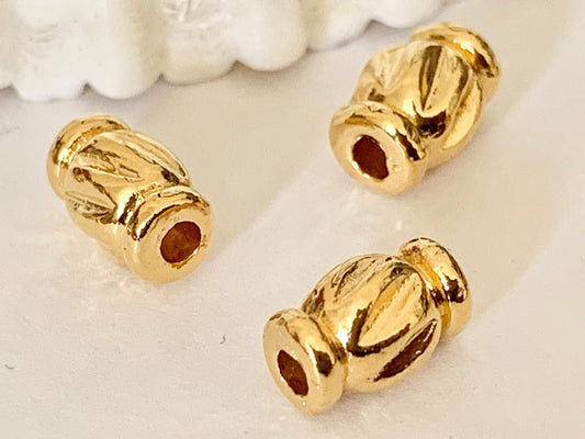 Intercalaire Bonbon 5x8mm plaqué or, perles pour gemmes dorées