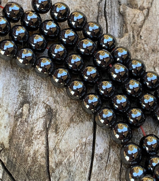 Perles Hématite 6mm rondes naturelles, Hématite noire, perles à facettes en vrac, perle d'espacement pour création collier, bracelet, bijoux
