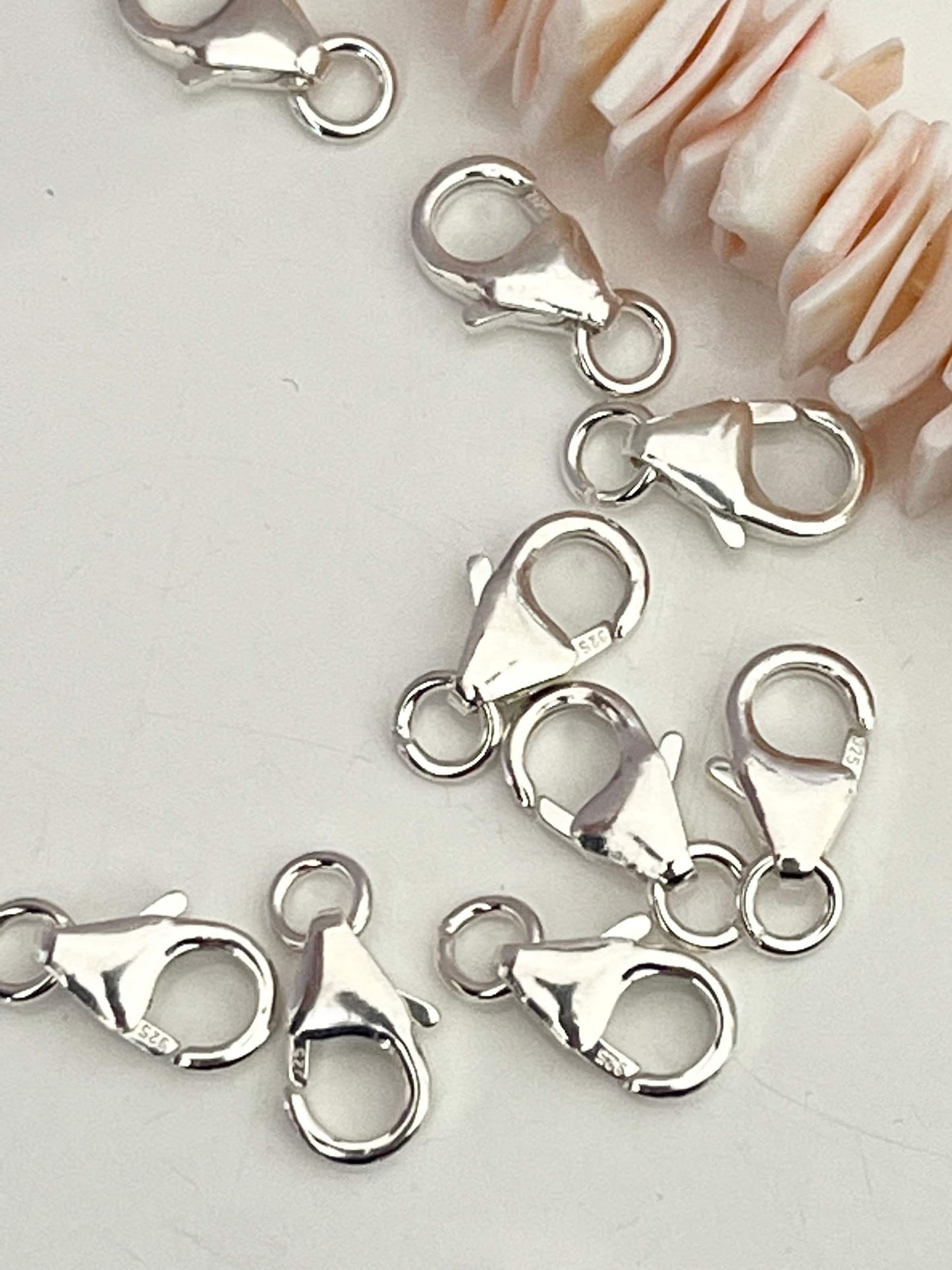 Fermoir mousqueton 5x8 mm argent massif 925/100, poinçon 925
