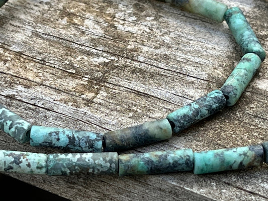 Lot 3 Tubes 4x13mm Turquoise Africaine matte, pierre naturelle rouleaux turquoise