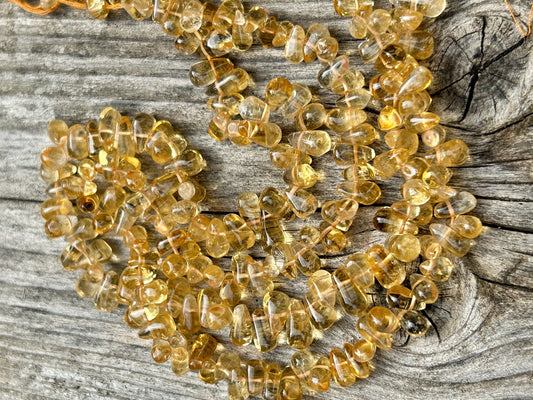 6 gouttes lisses en Citrine Naturelle, perles de citrine jaune pale