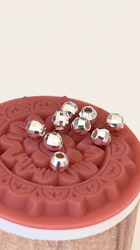 Perles facettées 3 mm trou 1,2mm argent massif 925/1000