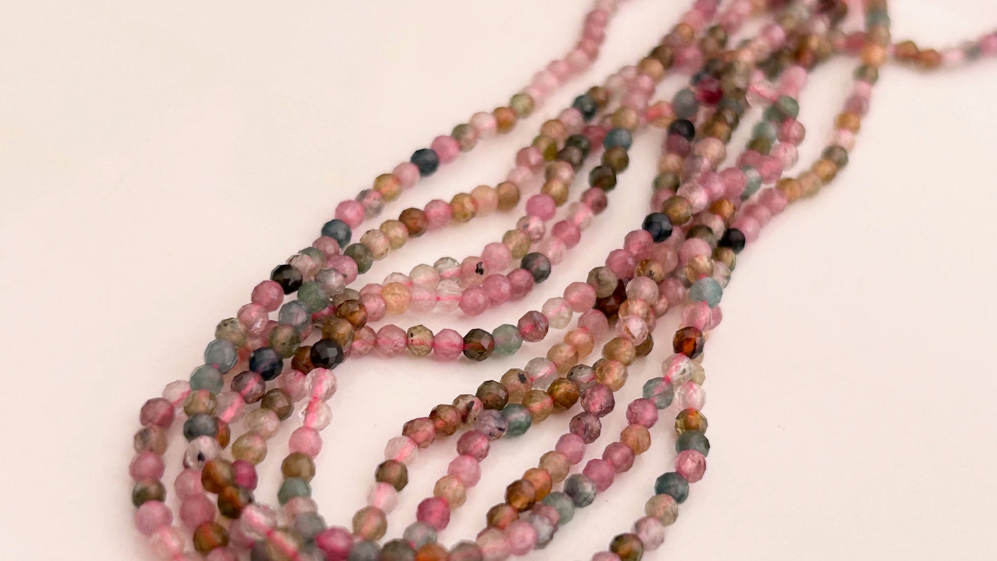 Tourmaline facettée naturelle 2/2,5mm, 10 perles Tourmaline facette, gemme véritable