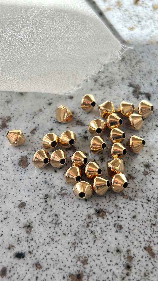 4 Perles Toupies dorées 5mm, Intercalaires Plaqué or, perles dorées