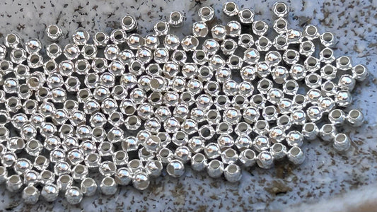 Perles lisses 1,8mm trou 0,9mm argent massif 925/1000, idéales conception bijoux avec Miyuki, mini perles rocailles, perles verre