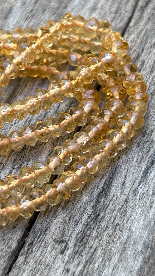 10 Perles de Citrine 3mm rondelle facettée, gemme semi-précieuse jaune  taillée à la main