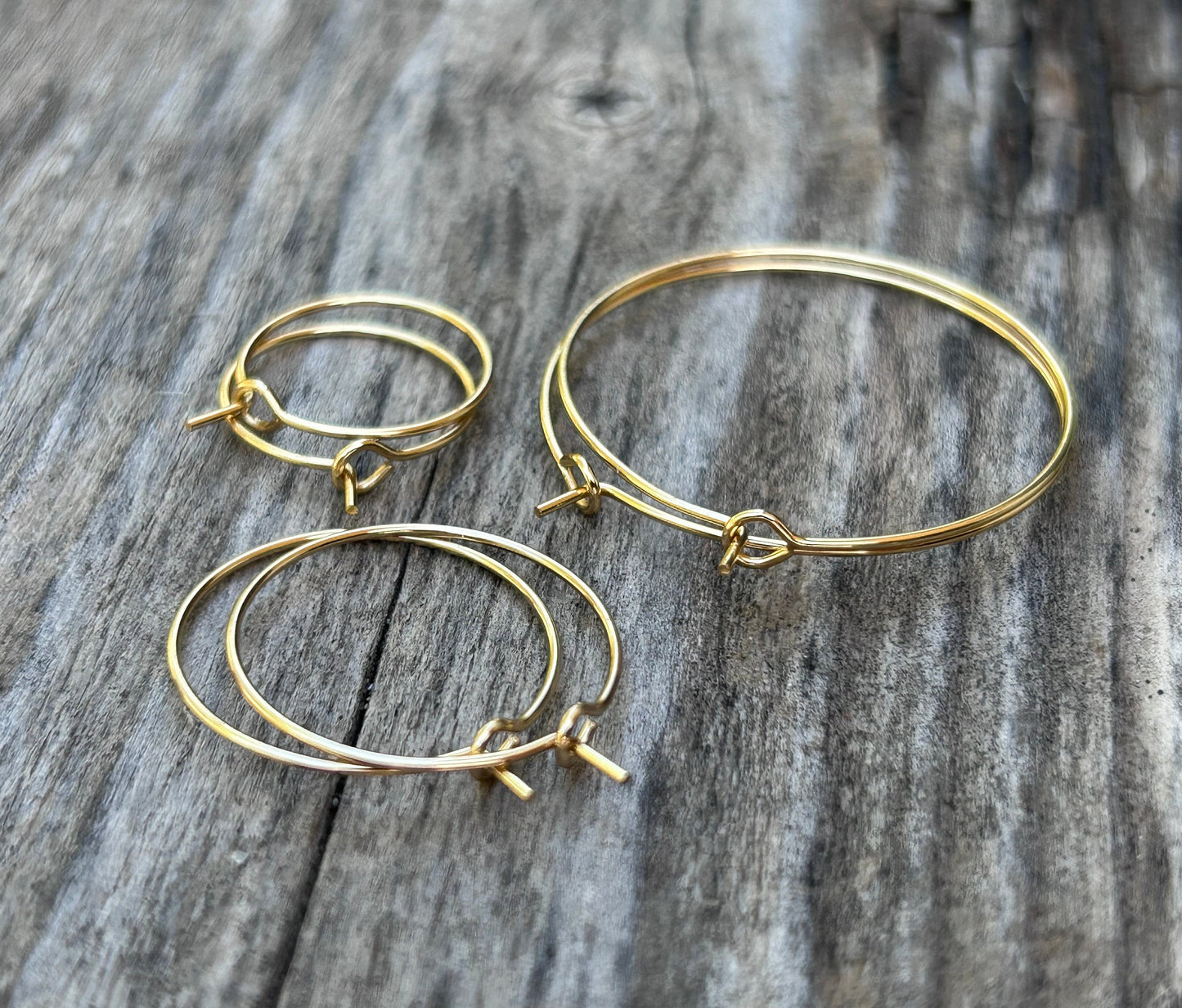 10 pièces Créoles en acier inoxydable doré, supports de boucles d'oreilles anneaux ronds, 15mm / 20mm / 25mm / 30mm