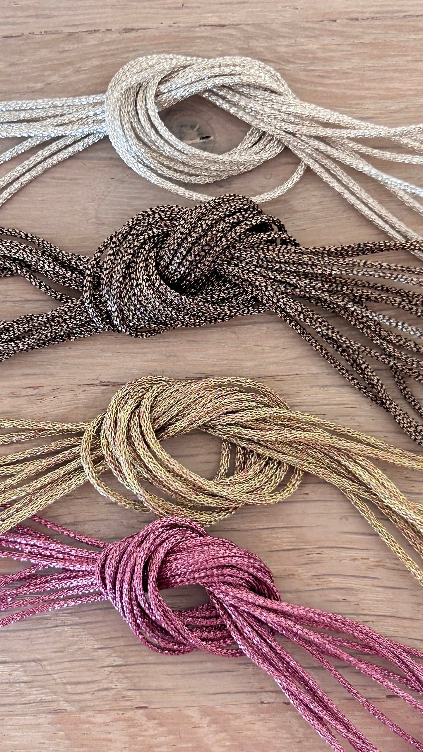 2 mètres cordon 1mm polyester métallisé, fil polyester 1 mm bracelet