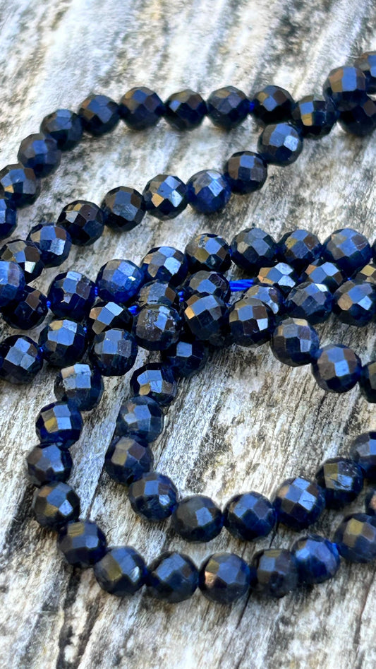Saphir bleu foncé 3mm mini perles facettée, 10 perles facettes Saphir foncé naturellement, gemme naturelle, pierre facettée